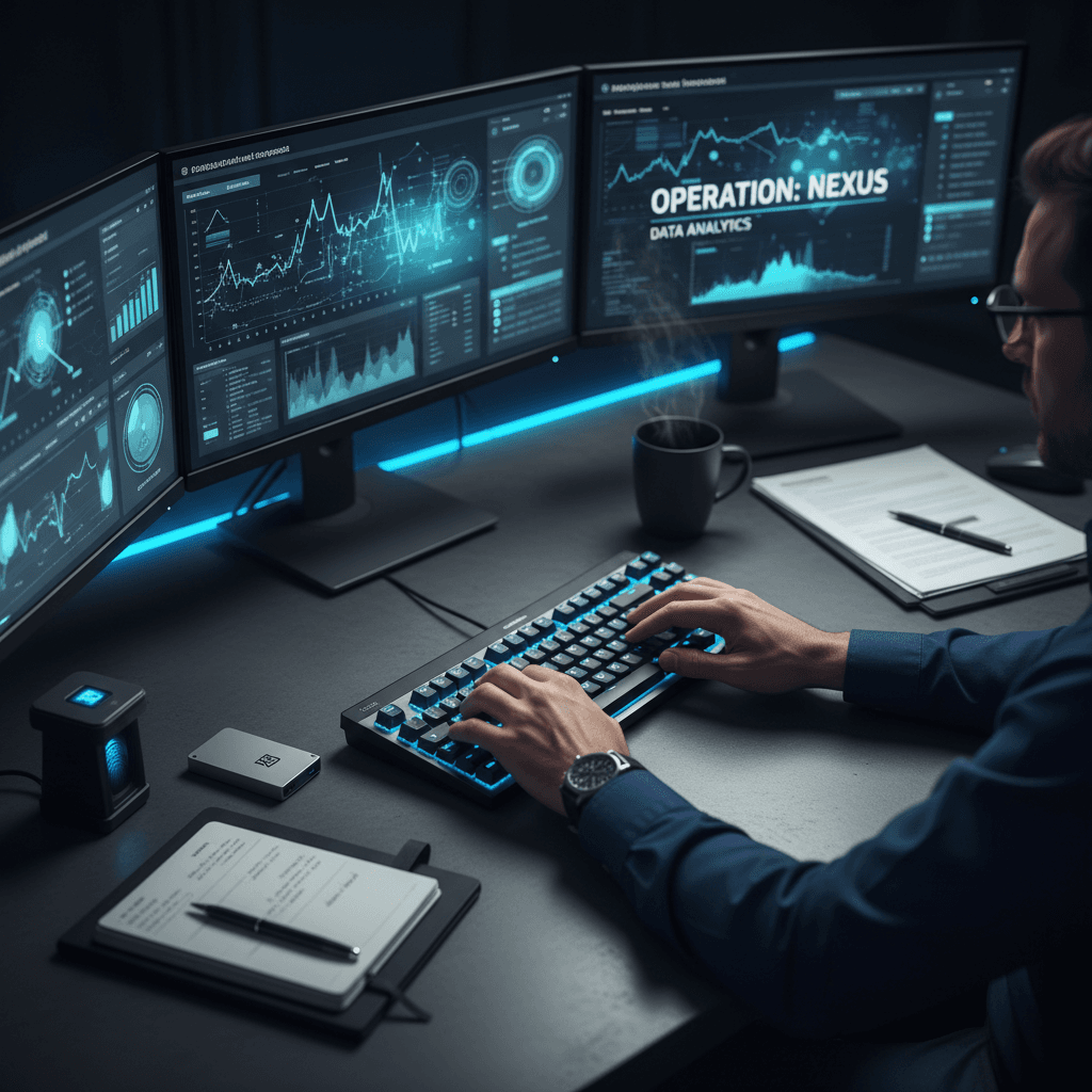 Data recovery workstation with recovery software displayed