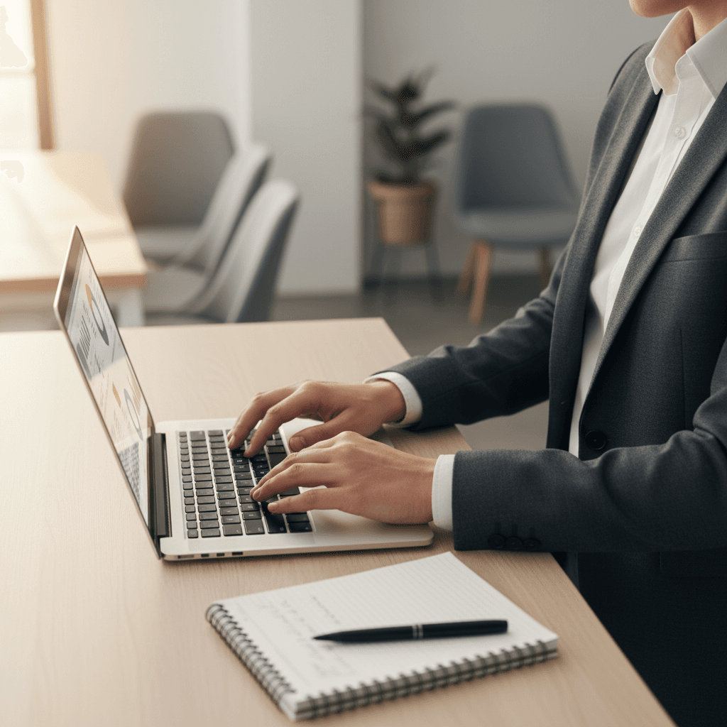 Technology consultant discussing solutions with business client